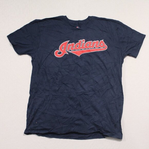 Majestic Men Blue Cleveland Indians Tee Shirt Lindor 12 - Picture 1 of 10